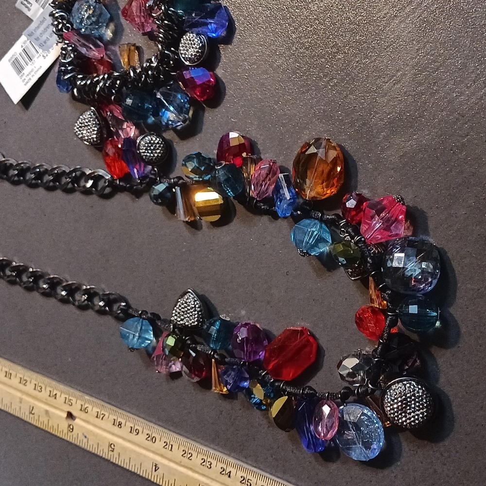 Macy's beaded necklace multicolor adjustable chain bracelet included nwt